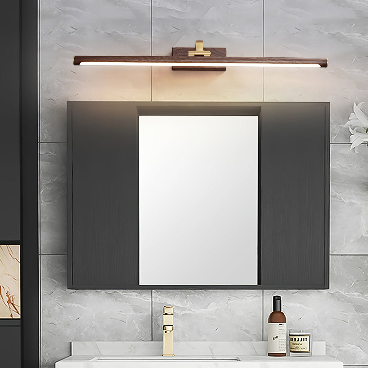 Walnut Color Linear LED Wall Light – detail 11