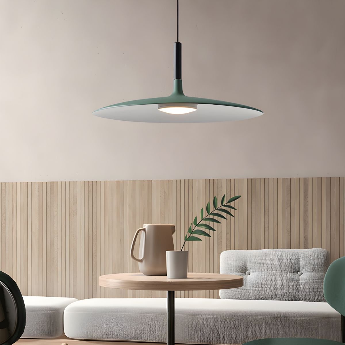 Larkin White Saucer Pendant Light – detail 3
