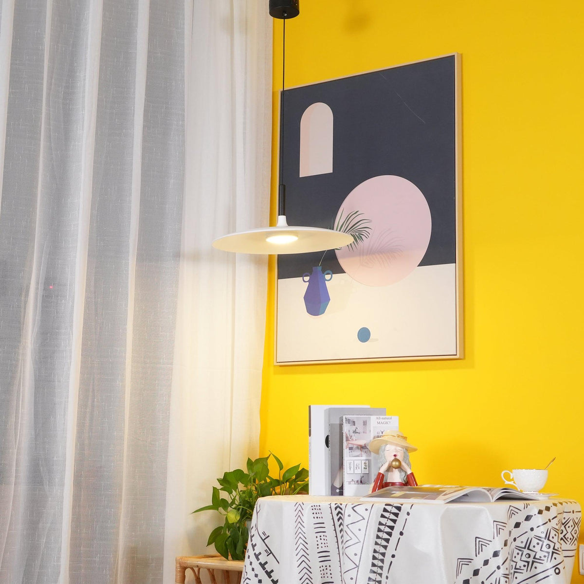 Larkin White Saucer Pendant Light – detail 22