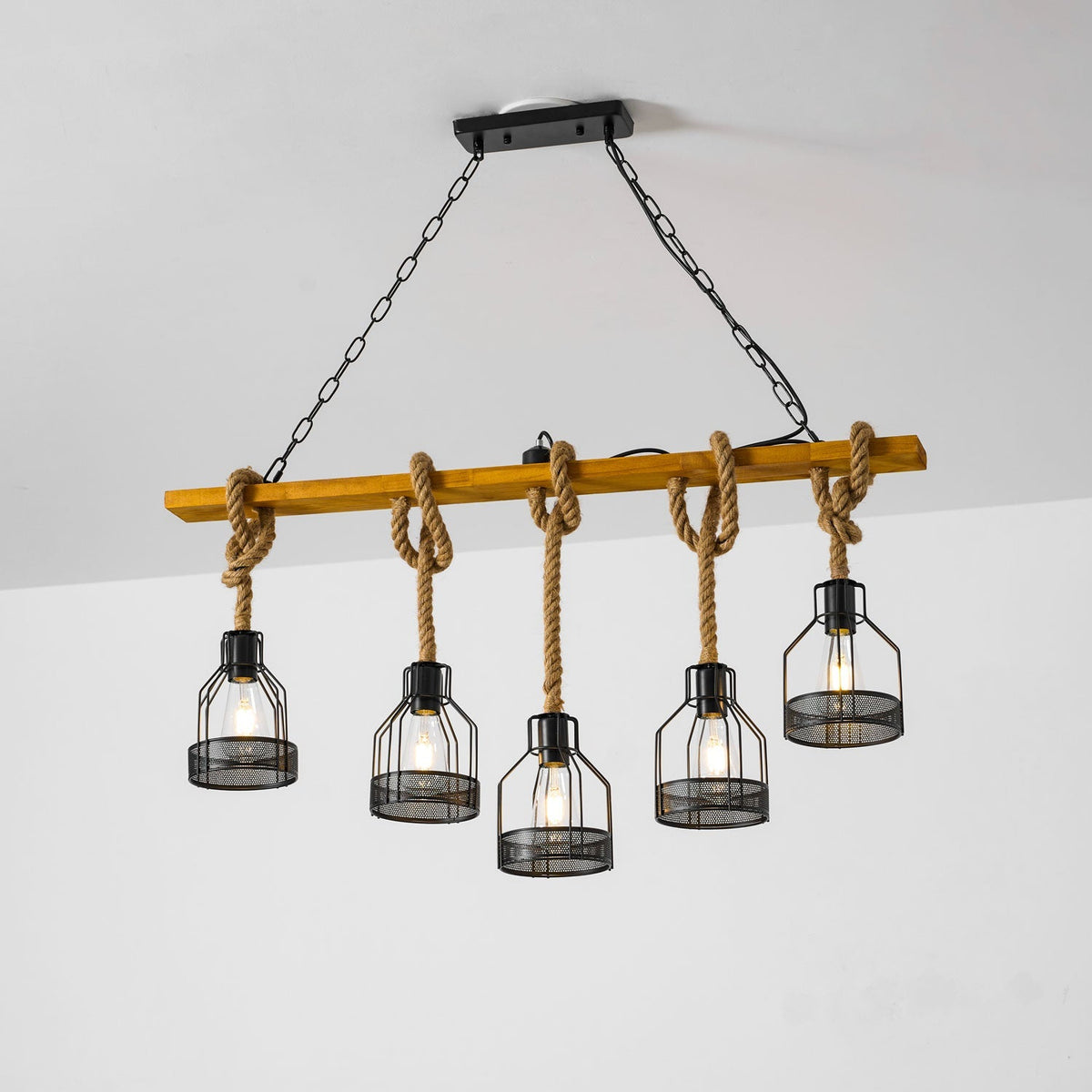 Hemp Rope Industrial Grenade Chandelier – detail 22