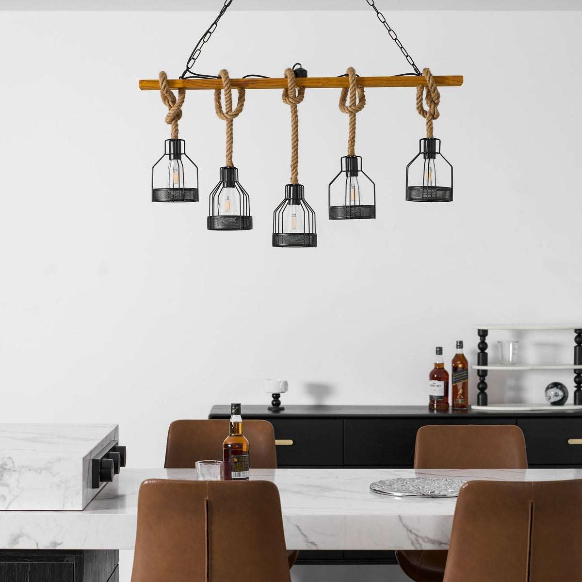Hemp Rope Industrial Grenade Chandelier – detail 30