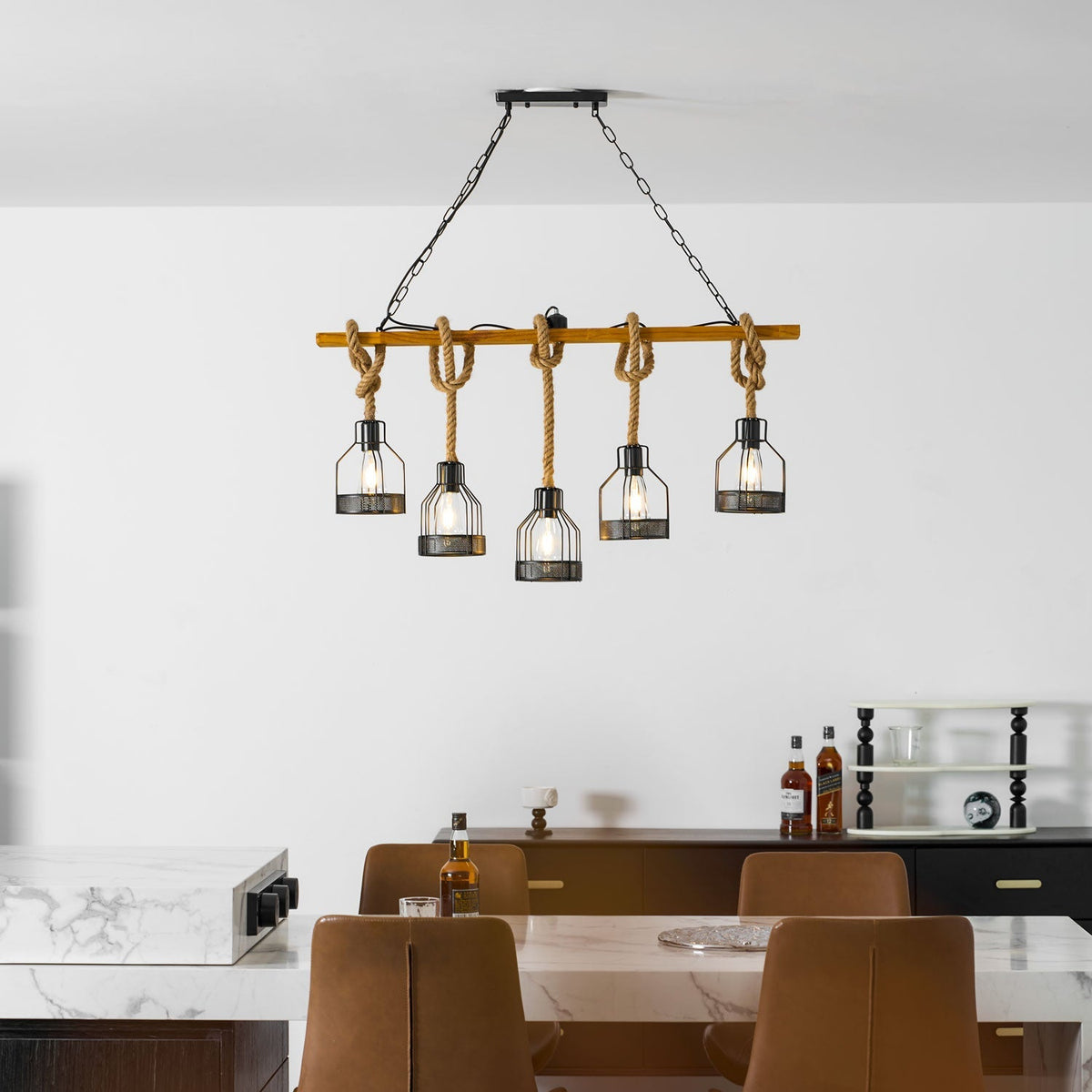 Hemp Rope Industrial Grenade Chandelier – detail 31