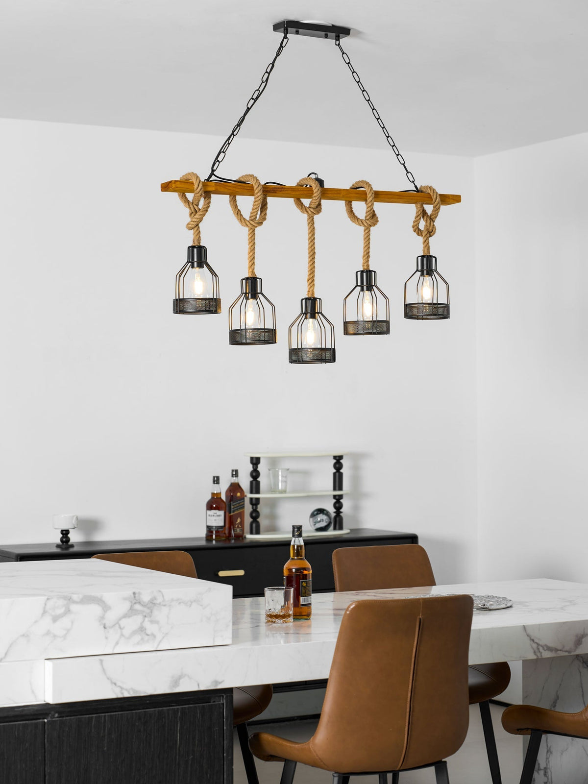 Hemp Rope Industrial Grenade Chandelier – detail 32