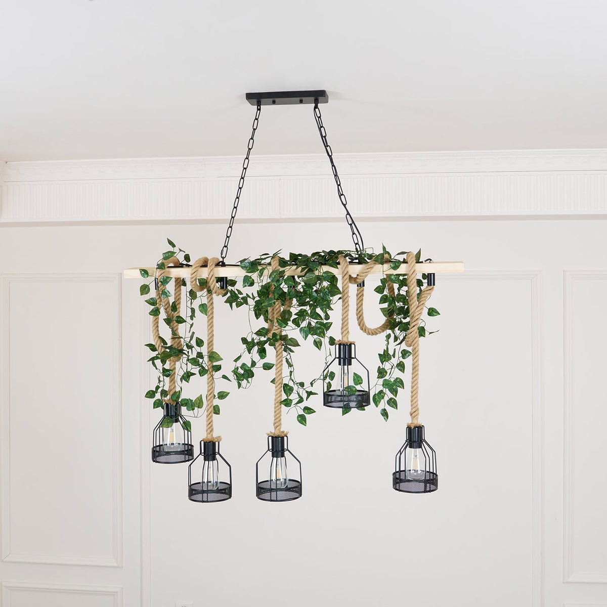 Hemp Rope Industrial Grenade Chandelier – detail 12
