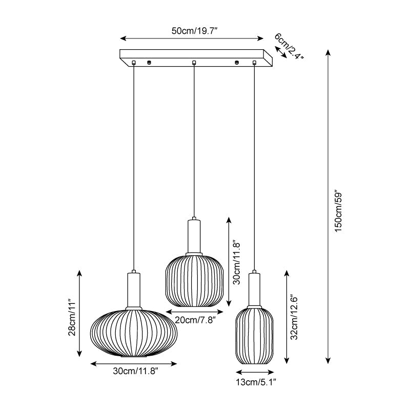 Lampa wisząca ryflowana Elma